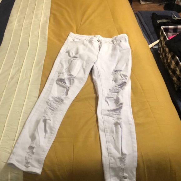 Francesca's Collections Denim - White jeans , with holes, size 9 fits like a size 8